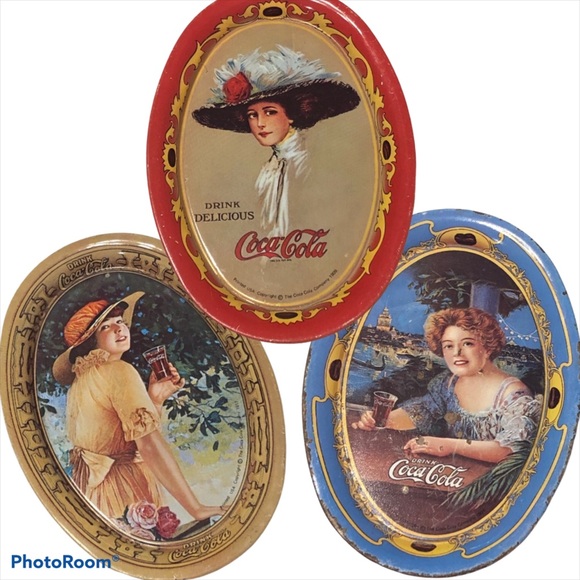 COCA COLA reproduction trays trio